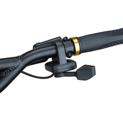 Electric Scooter Kaabo Mantis King Gt features a sleek handlebar design with a gold accent, throttle control, and ergonomic grips.