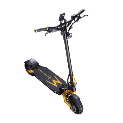 Electric Scooter Kaabo Mantis King GT features a sleek black and yellow design, sturdy frame, and wide deck.