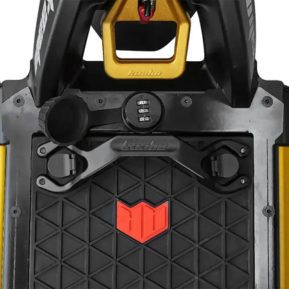 Electric Scooter Kaabo Wolf King Gtr features a sturdy deck with a textured grip surface, durable components, and locking mechanism.