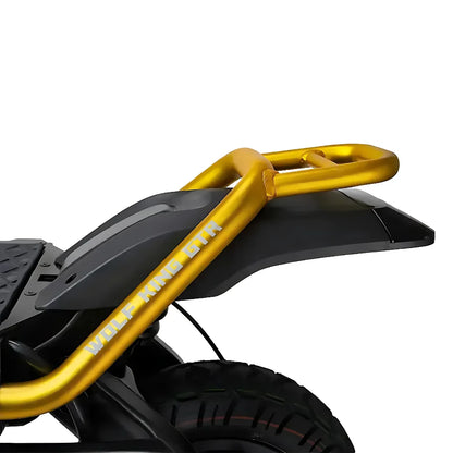 Electric Scooter Kaabo Wolf King Gtr features a robust gold handlebar and sleek design for performance.