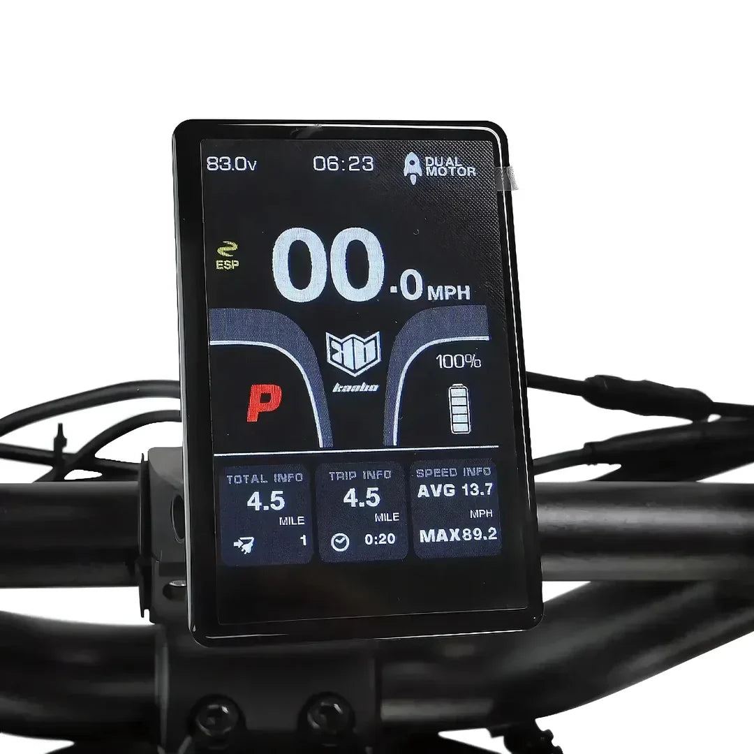 Electric scooter Kaabo Wolf King GTR – digital display showing ride information