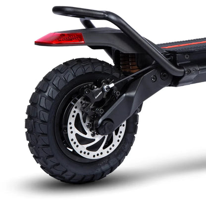 Electric Scooter Kaabo Wolf Warrior X Plus, showcasing a robust rear wheel with thick tire and brake disc.