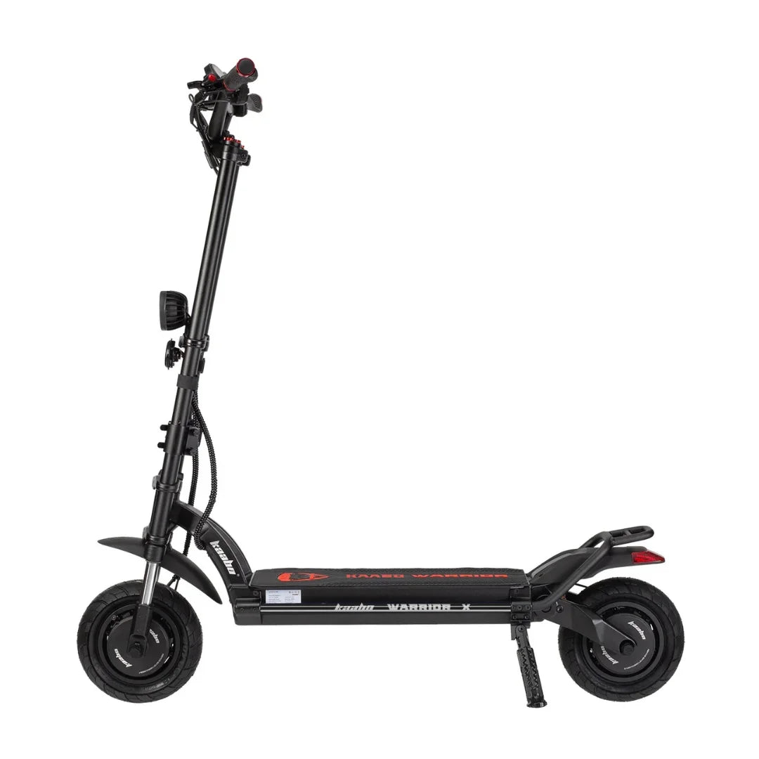 Electric Scooter Kaabo Wolf Warrior X Plus, sleek black design, durable frame, and robust tires for stability.