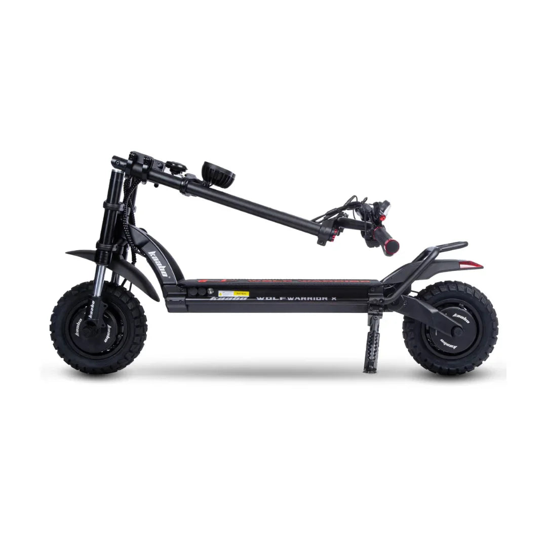 Electric Scooter Kaabo Wolf Warrior X Plus, rugged design with large tires, foldable frame for easy transport.