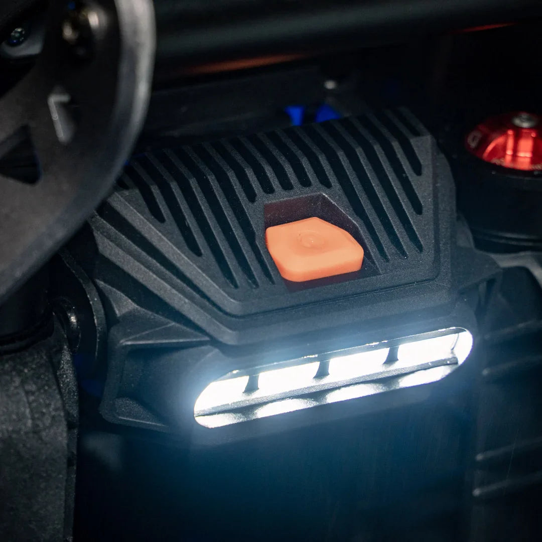 Electric Unicycle Kingsong F22 Pro features a robust design, highlighted by a powerful LED light and durable components.