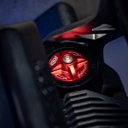 Electric Unicycle Kingsong F22 Pro features a close-up view of its precision rebound adjustment component.