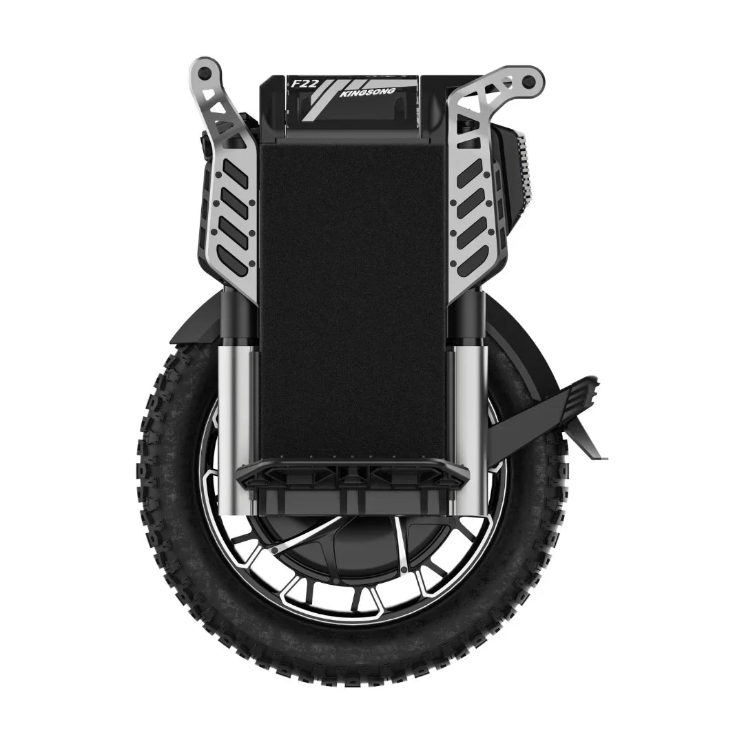 Electric Unicycle Kingsong F22 Pro features a sleek design, robust wheel, durable build, suitable for various terrains.