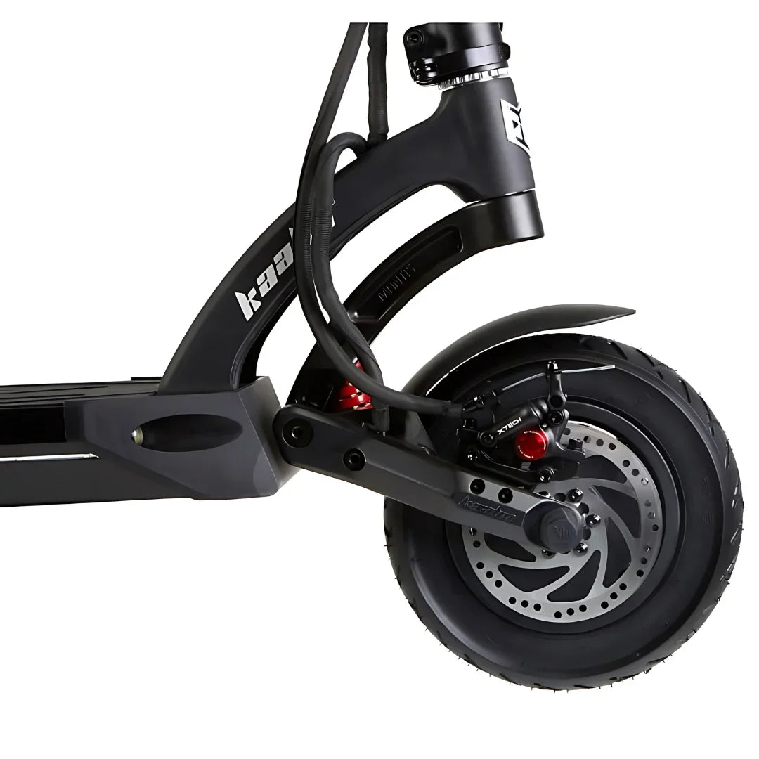 Electric Scooter Kaabo Mantis 10 Plus features a robust design with a high-performance rear wheel and brake.
