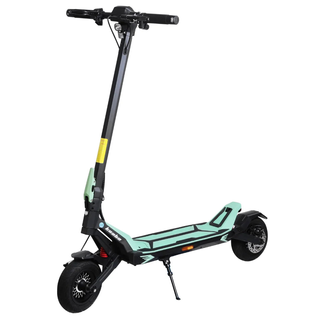 Electric scooter Kaabo Mantis URBAN – front three-quarter view, mint green colour variant