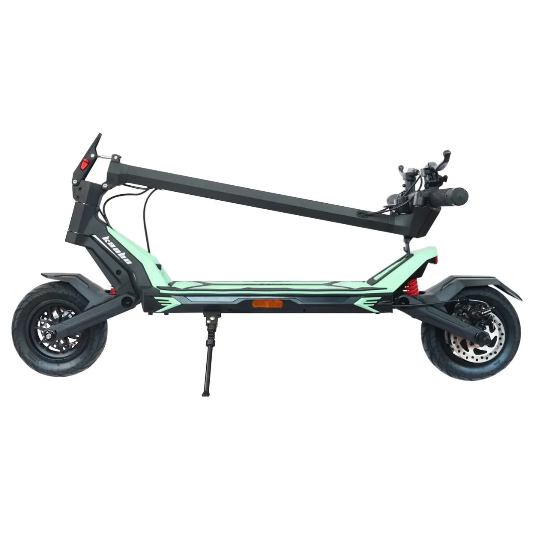 Electric scooter Kaabo Mantis URBAN – folded side view, mint green colour variant