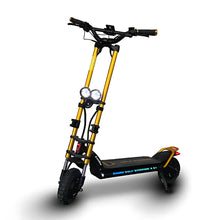Electric Scooter Kaabo Wolf Warrior X Gt features a bold design with a sturdy golden frame, dual headlights, and rugged tires.