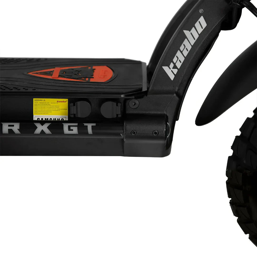 Electric scooter Kaabo Wolf Warrior X GT – deck and charging ports close-up