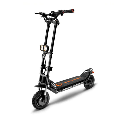 Electric Scooter Kaabo Wolf Warrior X GT features a sleek black design, dual headlights, and robust tires for enhanced stability.