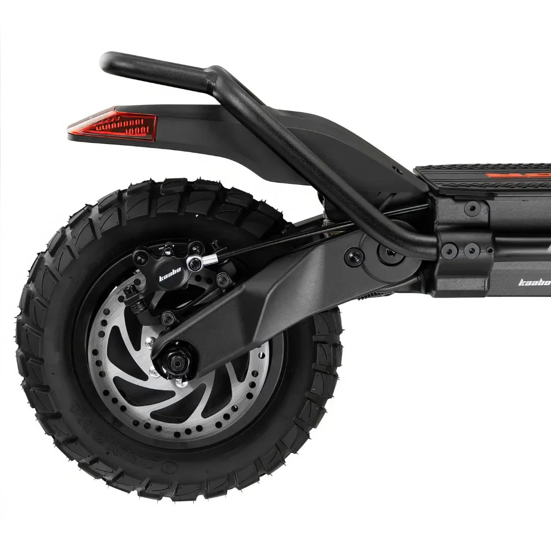 Electric scooter Kaabo Wolf Warrior X GT – rear wheel and disc brake close-up