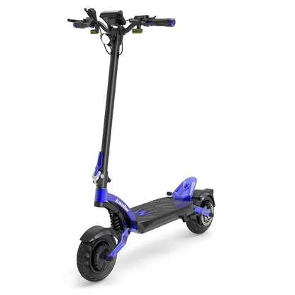 Electric scooter Kaabo Mantis X Plus – front three-quarter view, blue colour variant