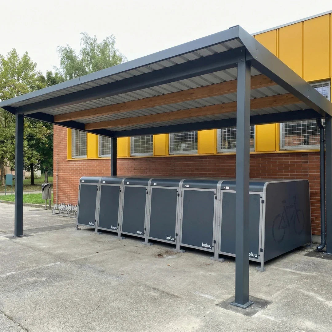 Kaluu CITY BOX | Charging station and locker for E-bike – multiple lockers under a shelter