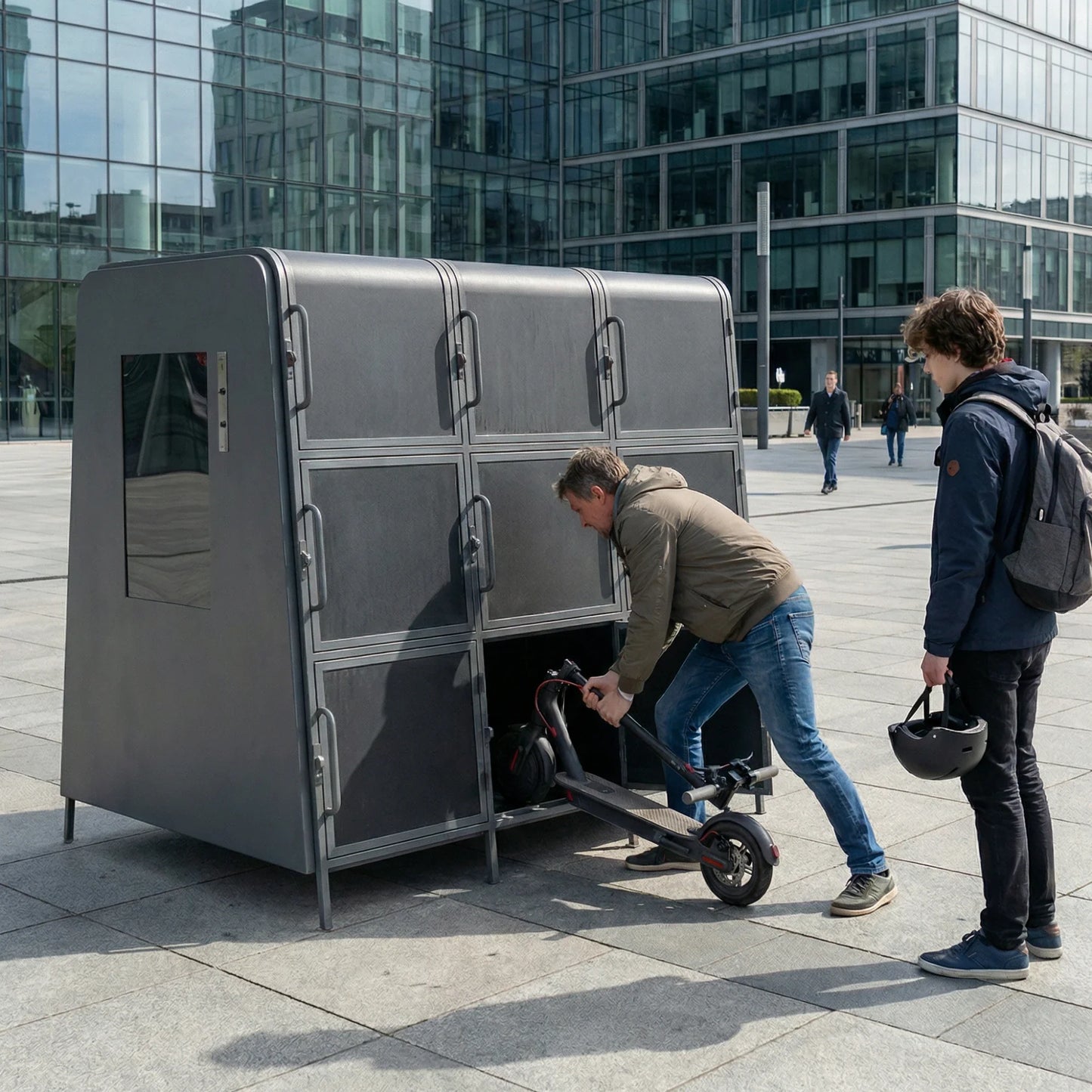 Kaluu Elektroroller-Box | Intelligente Ladestation und Schließfach für bis zu 9 Elektroroller