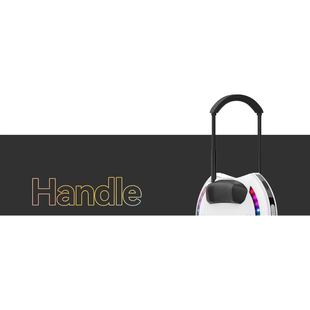 Electric unicycle KingSong 14D – retractable handle detail, white body