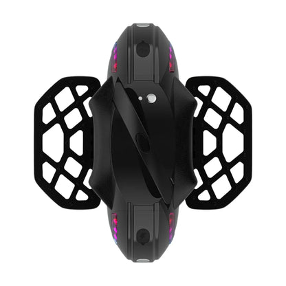 Electric Unicycle Kingsong 14d features a sleek black design with colorful LED lights and sturdy footrests.