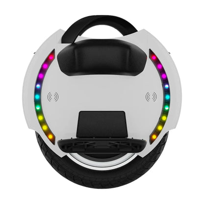 Electric Unicycle Kingsong 14m, sleek design with vibrant LED lights, comfortable grip and sturdy tire.