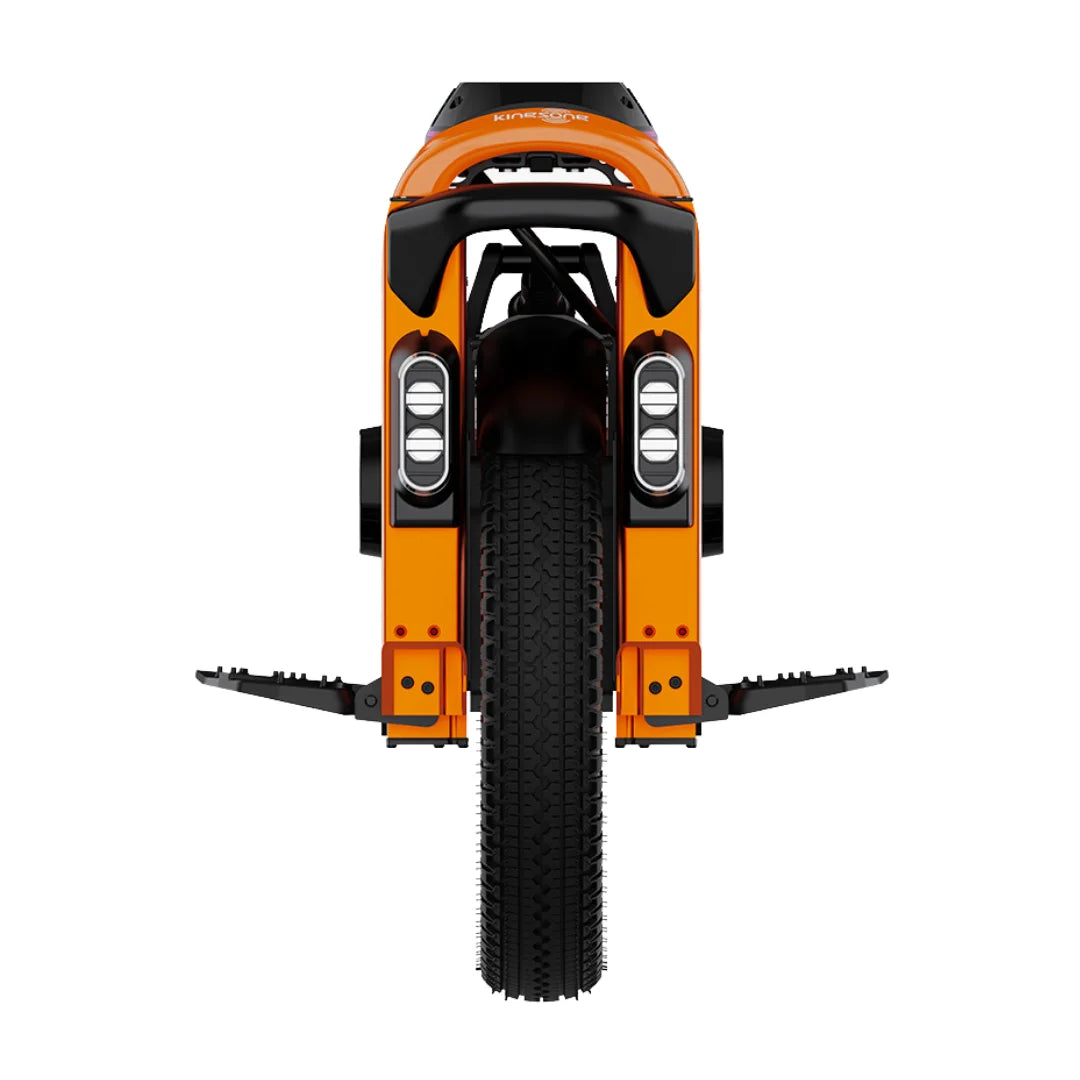 Electric Unicycle Kingsong S16 features a striking orange design, sturdy tire, and innovative LED lights.