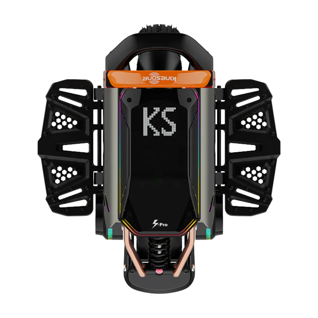 Electric unicycle KingSong S16 – top down view, pedals extended