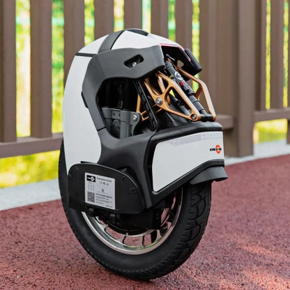 Electric Unicycle Kingsong S18 Pro Plus features a sleek design, advanced suspension, and a robust tire for urban commuting.