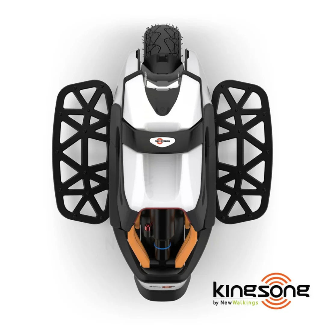Electric unicycle KingSong S18 Pro+ – top down view, pedals extended