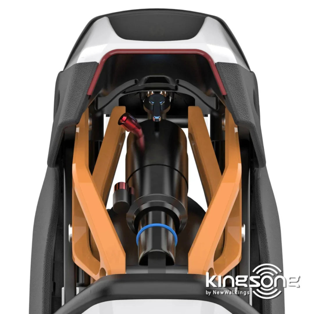 Electric Unicycle Kingsong S18 Pro Plus, featuring intricate internal mechanics and robust arm structure.