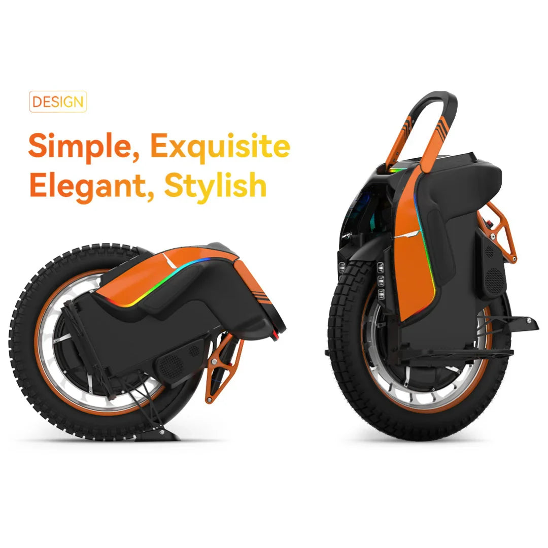 Electric Unicycle Kingsong S19 features a sleek design, showcasing bold colors and modern elegance.
