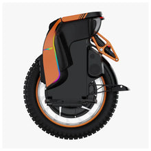 Electric Unicycle Kingsong S19 Pro features a vibrant orange design, large all-terrain wheel, and sleek profile.