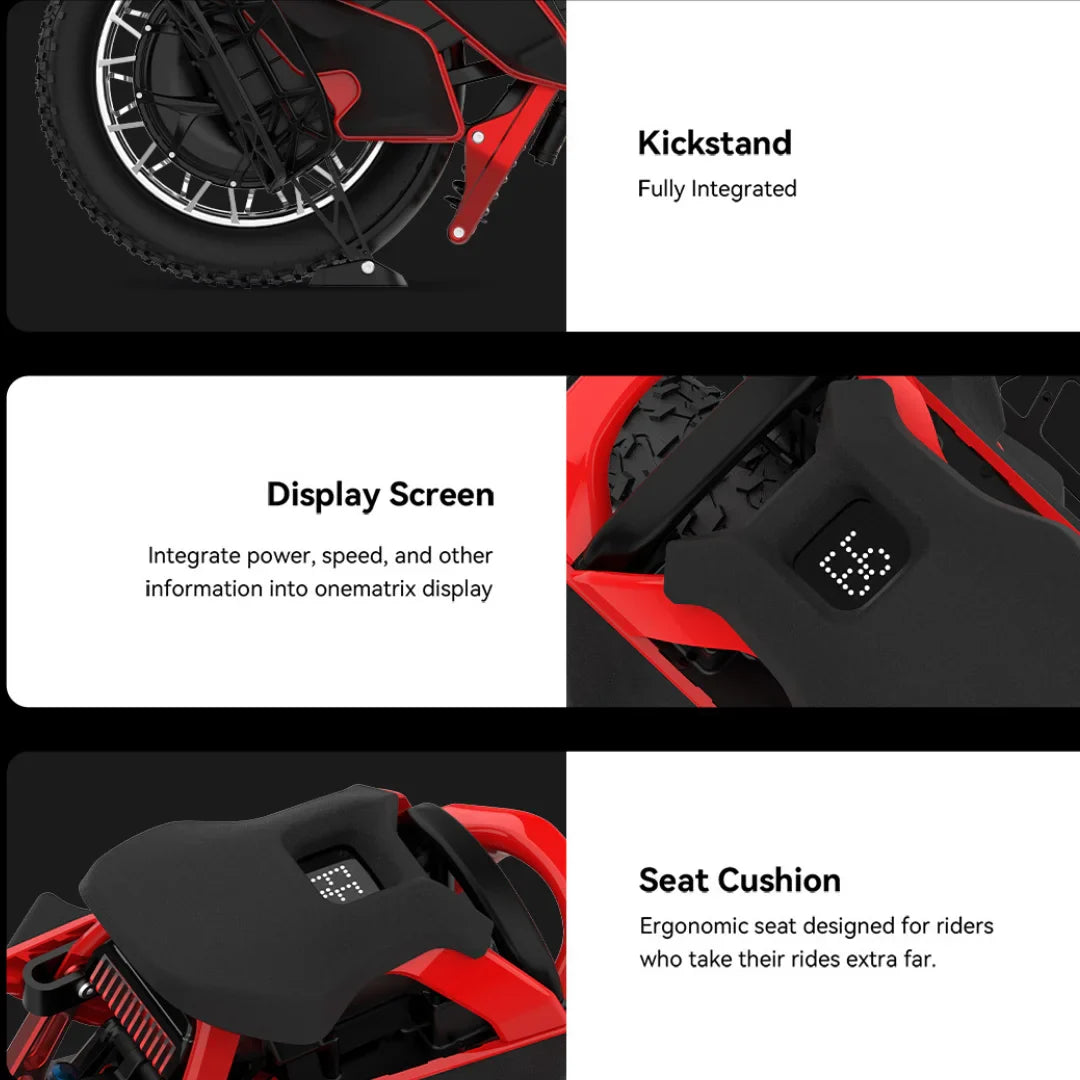 Electric unicycle KingSong S22 Pro+ – kickstand, display, and seat cushion details
