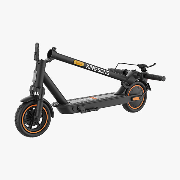 Kingsong E1, sleek black electric scooter with sturdy wheels and a compact design for easy portability.