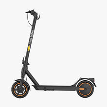 Kingsong E1, sleek black electric scooter with orange accents, lightweight design, compact and stylish.