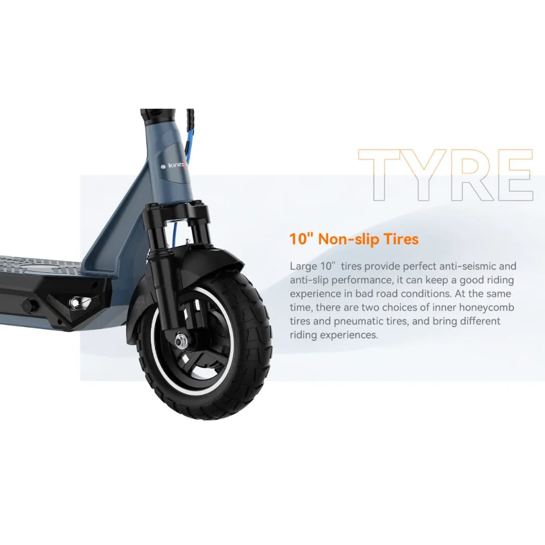 Electric Scooter Kingsong N12 Pro features large 10-inch non-slip tires for enhanced stability and comfort.