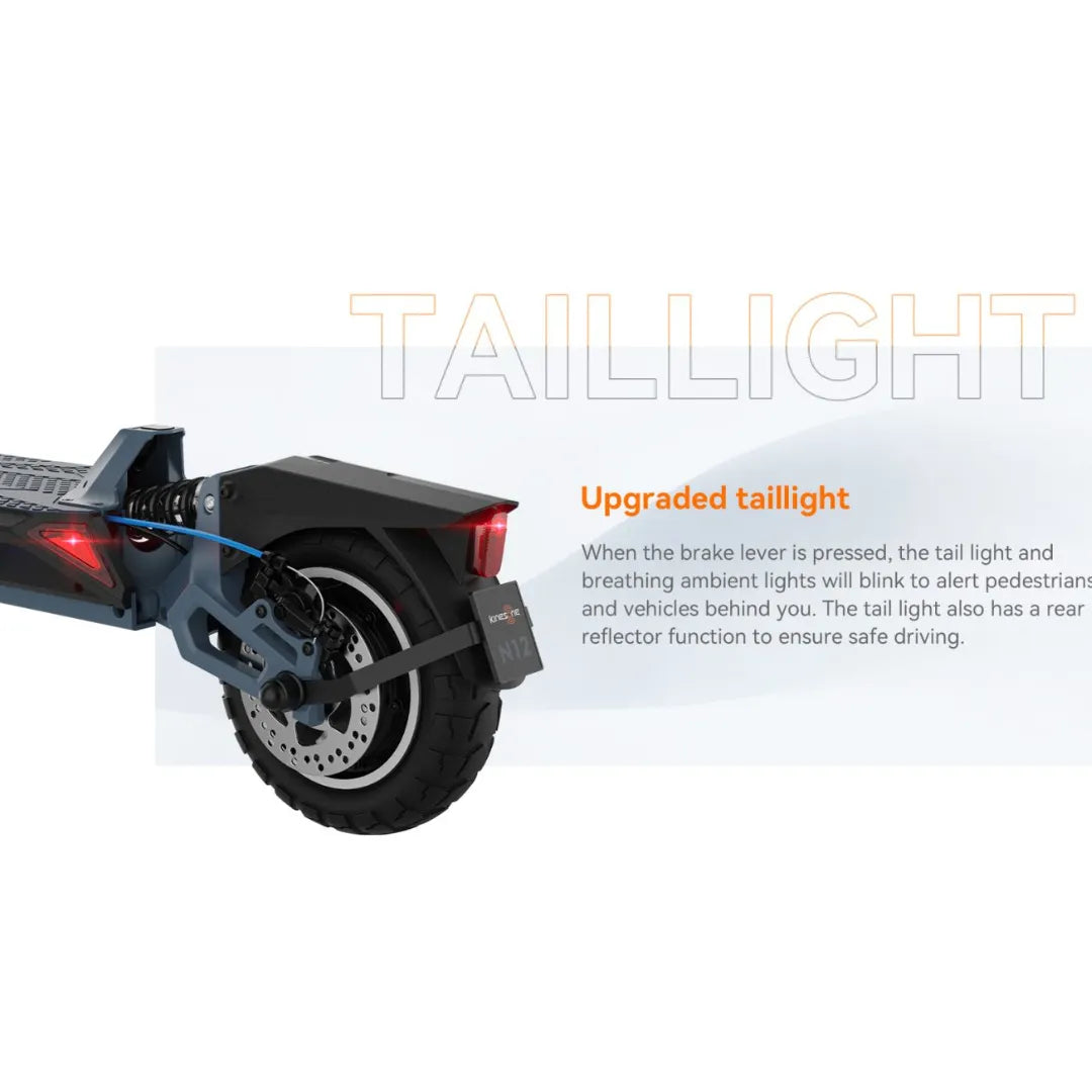 Electric Scooter Kingsong N12 Pro features an upgraded taillight that enhances safety with ambient lights.