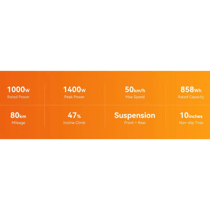 Electric Scooter Kingsong N12 Pro features 1000w rated power, 1400w peak power, and 50km/h max speed.