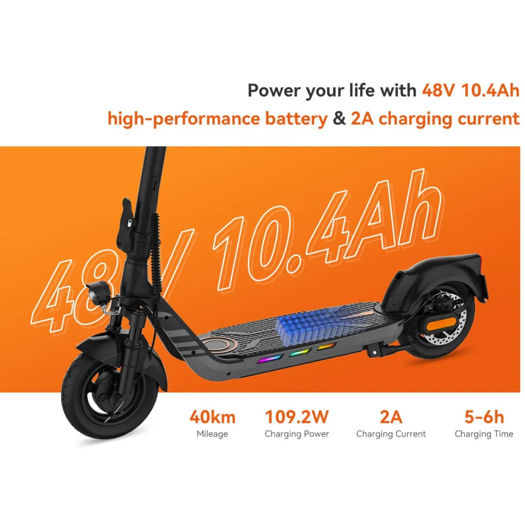 Electric scooter KingSong N14 – battery and charging specifications infographic