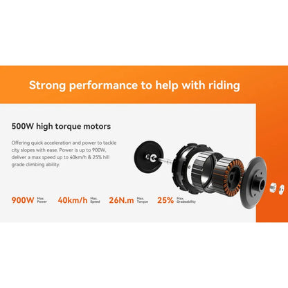 Electric Scooter Kingsong N14, features 500W high torque motors for quick acceleration, max speed 40km/h.