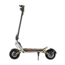 An electric scooter kukirin a1 is shown in a side view, featuring a sleek design with a sturdy frame and large tires