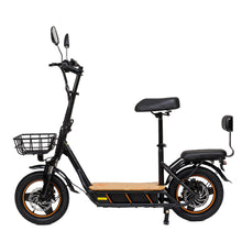 Electric Scooter Kukirin C1 Pro features a sleek design, comfortable seating, and practical front basket.