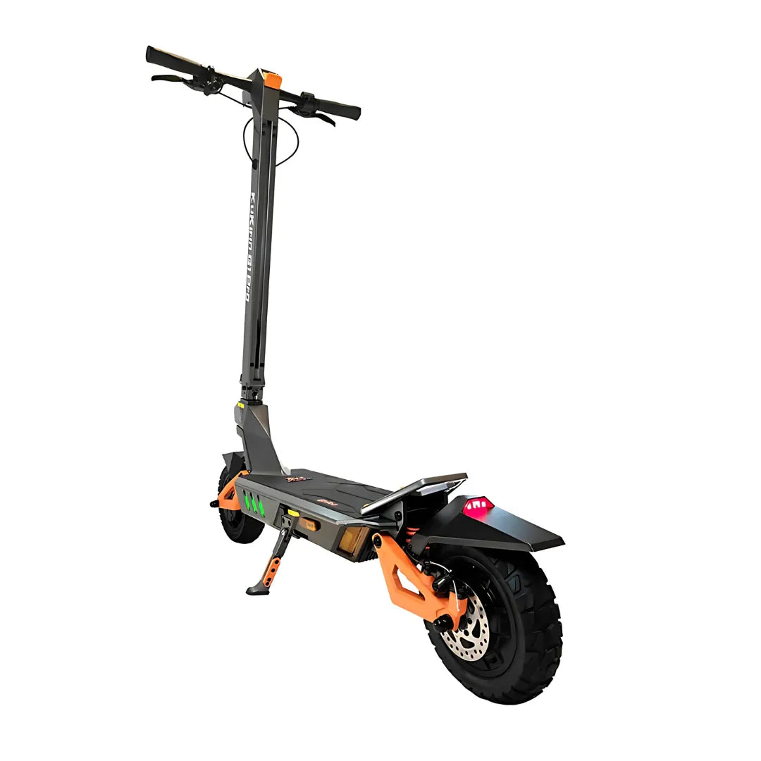 Electric Scooter Kukirin G1 Pro features a sleek design with a sturdy frame, large tires and vibrant accents.