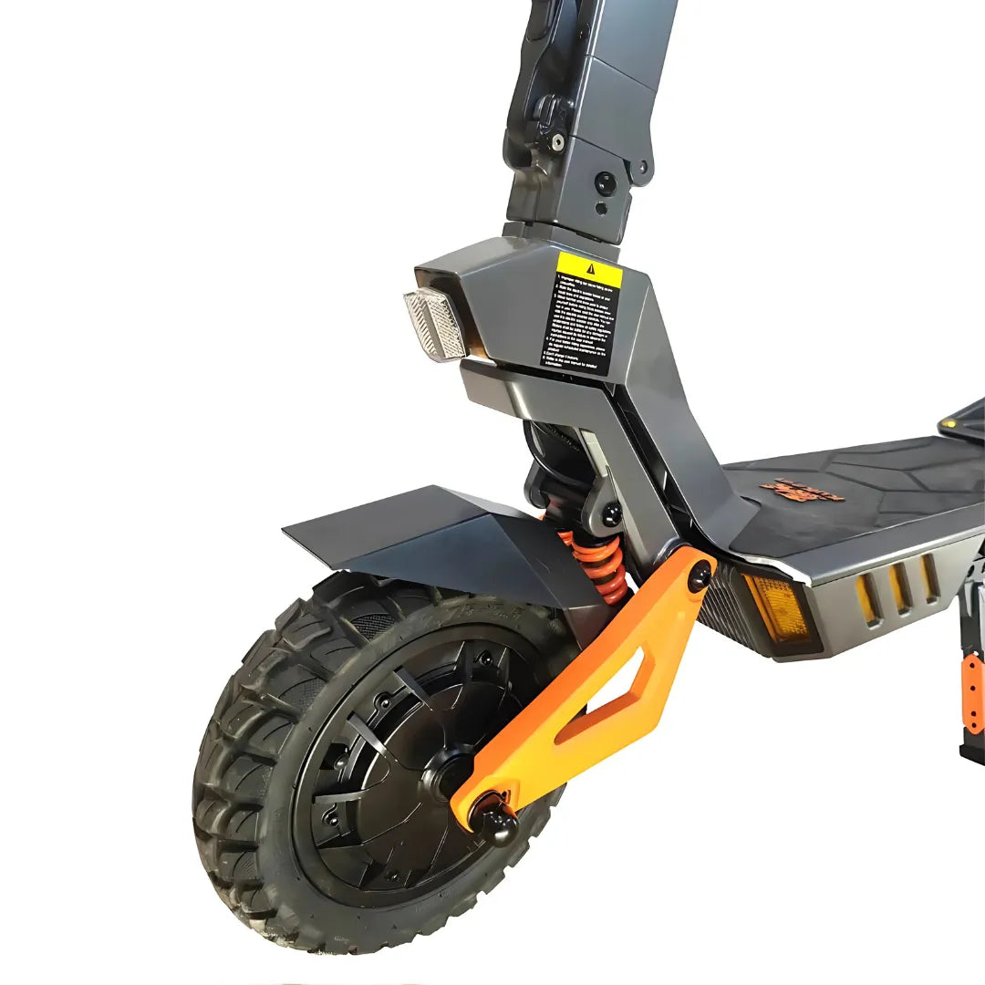 Electric Scooter Kukirin G1 Pro features a robust design, large tire, and a striking orange accent.