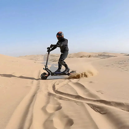 Electric Scooter Kukirin G2 Master, a powerful scooter riding over sandy terrain, showcasing agility and performance.
