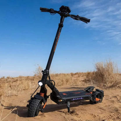 Electric Scooter Kukirin G2 Master features robust tires, sturdy frame, and sleek design for off-road adventures.