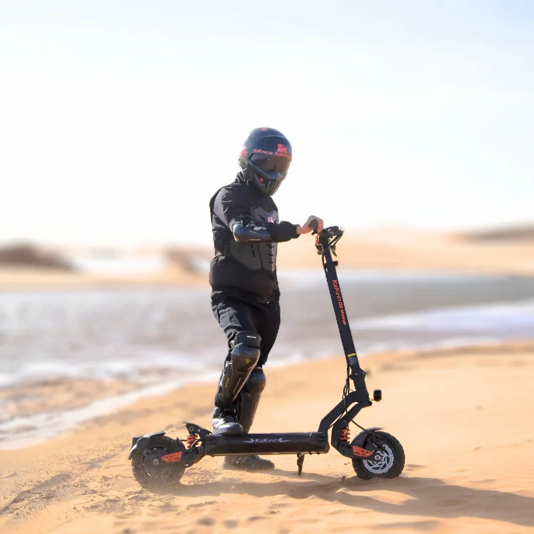 Electric Scooter Kukirin G2 Master features an all-terrain design, sturdy build, and stylish black finish.