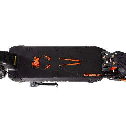 Electric Scooter Kukirin G2 Master features a sleek black design with vibrant orange accents, offering stability and style.