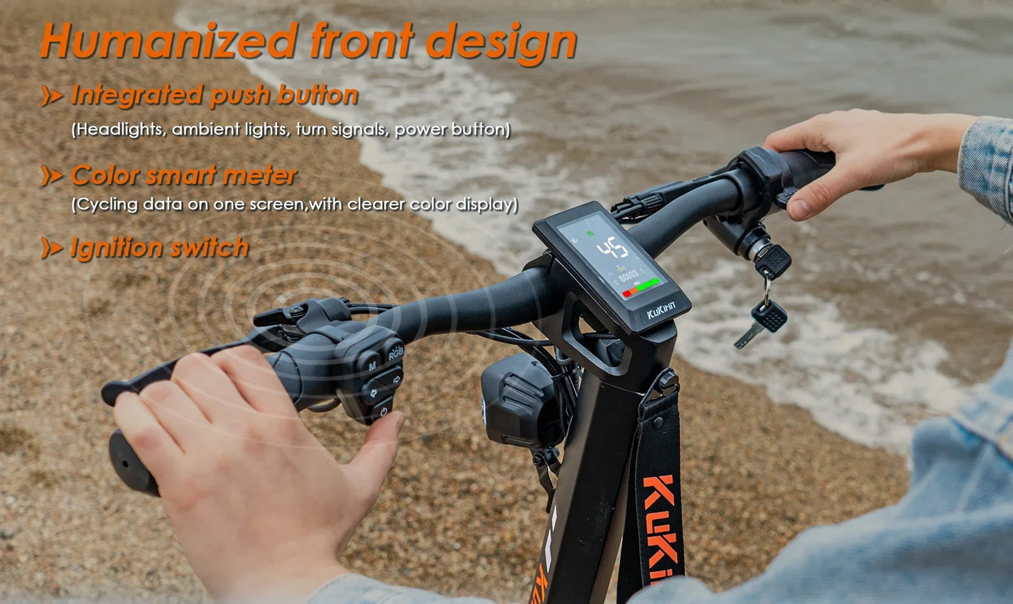 Electric scooter KuKirin T3 – handlebar controls and display close-up