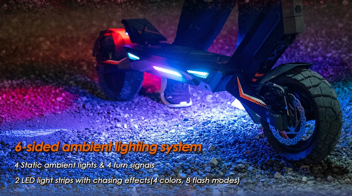 Electric scooter KuKirin T3 – rear wheel and undercarriage lighting