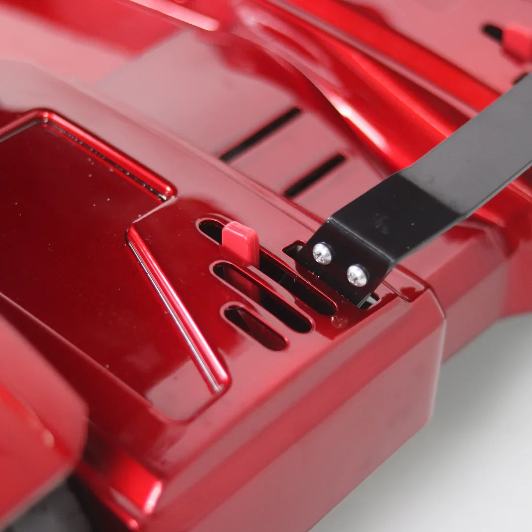 Electric Mobility Scooter Mijo Md08 features a sleek red body with ventilation slots and a secure strap.